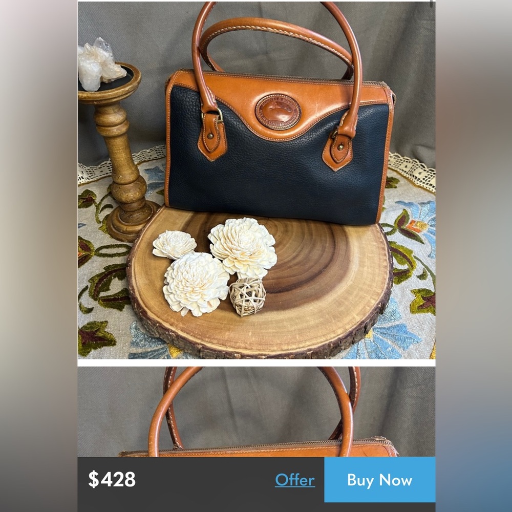 VintageY2K Dooney & Bourke tote handbag Crossbody bag Brown and Black Leather - Picture 5 of 17